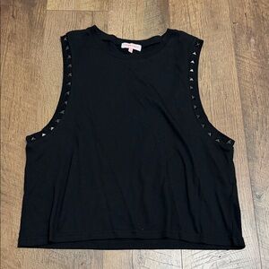Nameless Black Muscle Tee with Silver Studs
